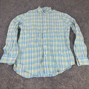 Men's Pastel Plaid Button-Down Shirt - Light Blue/Green